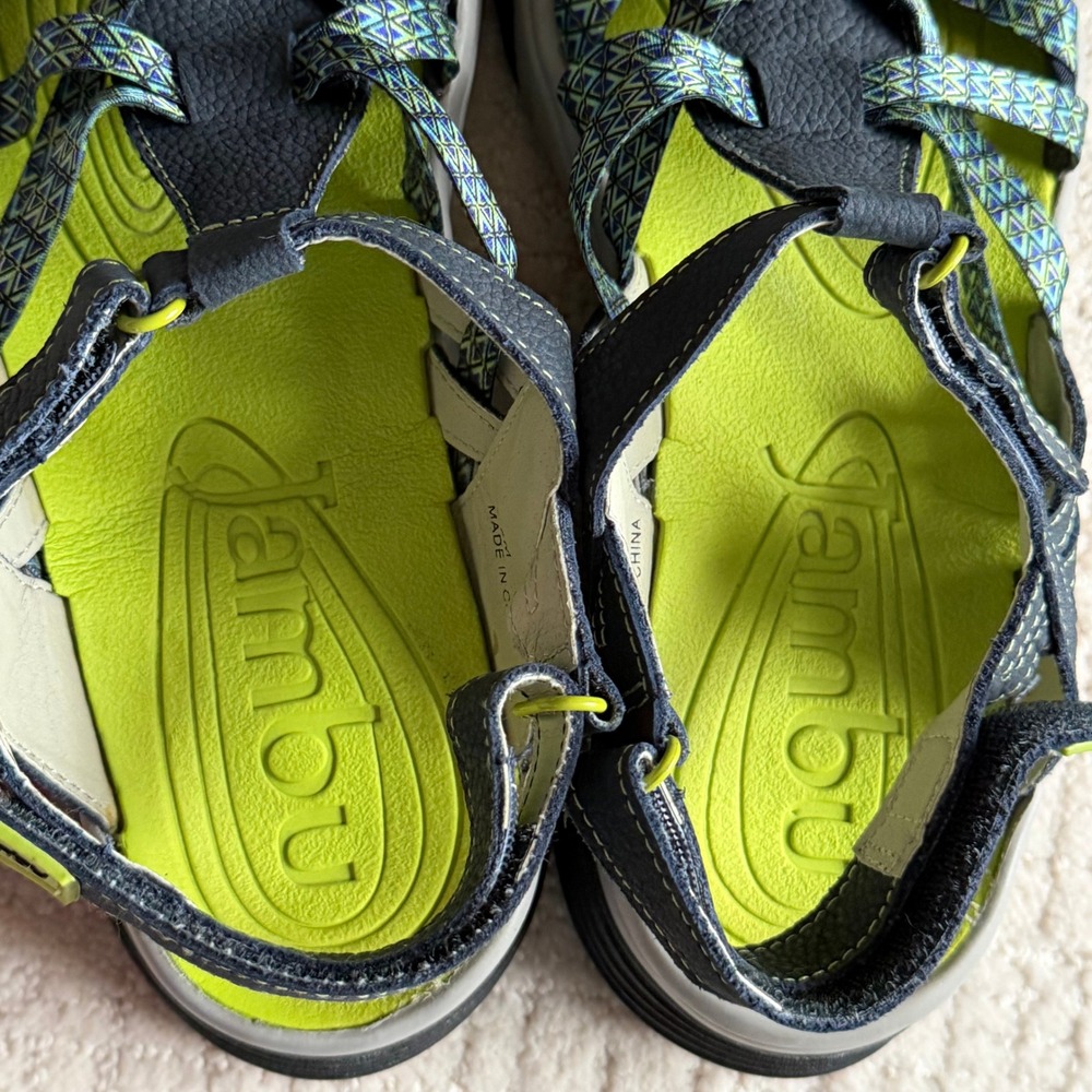 Jambu Women Navy Blue Lime Green Sport Sandals Water Shoes Closed Toe 8.5M - Picture 11 of 12